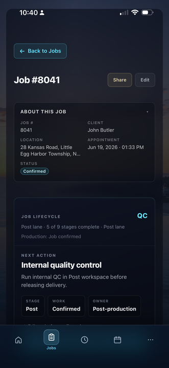 StudioFlows mobile PWA screen 3
